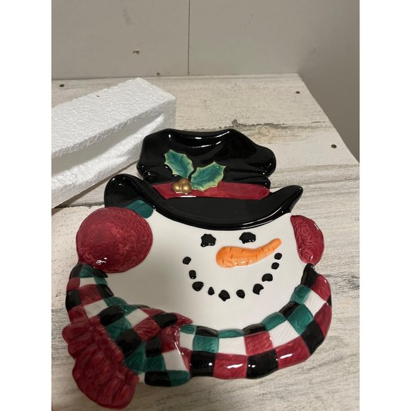 Fitz and Floyd Snowman canapé plate NWT - Picture 3 of 6